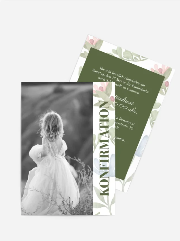 Einladungskarte Konfirmation Blumenkleid