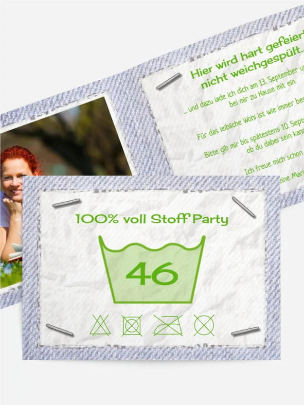 Einladungskarte zum Geburtstag Waschzettel Foto Einladungskarte zum Geburtstag Waschzettel Foto