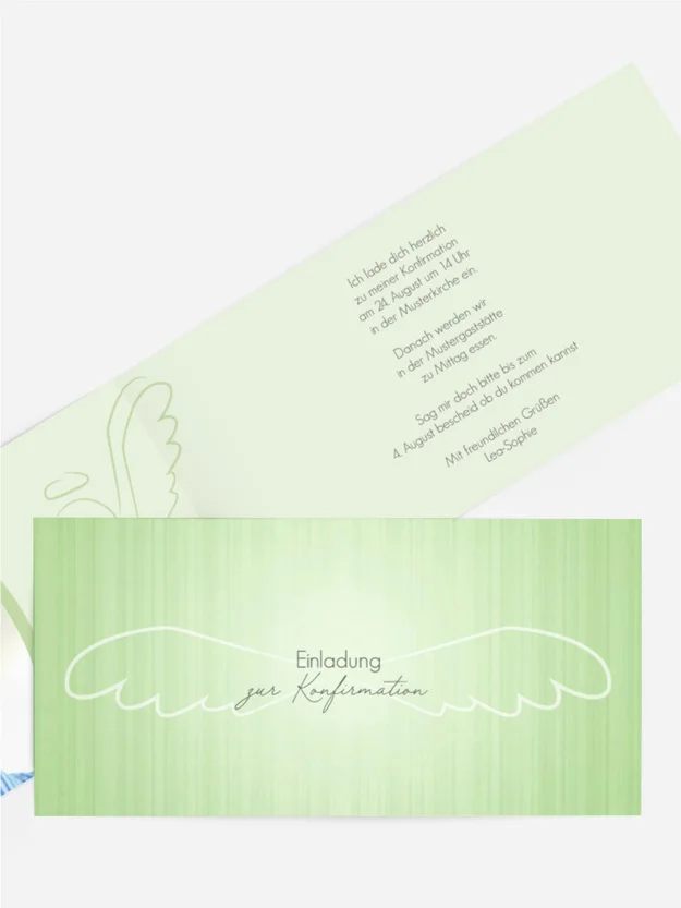 Einladungskarte Konfirmation Angel Wings Einladungskarte Konfirmation Angel Wings