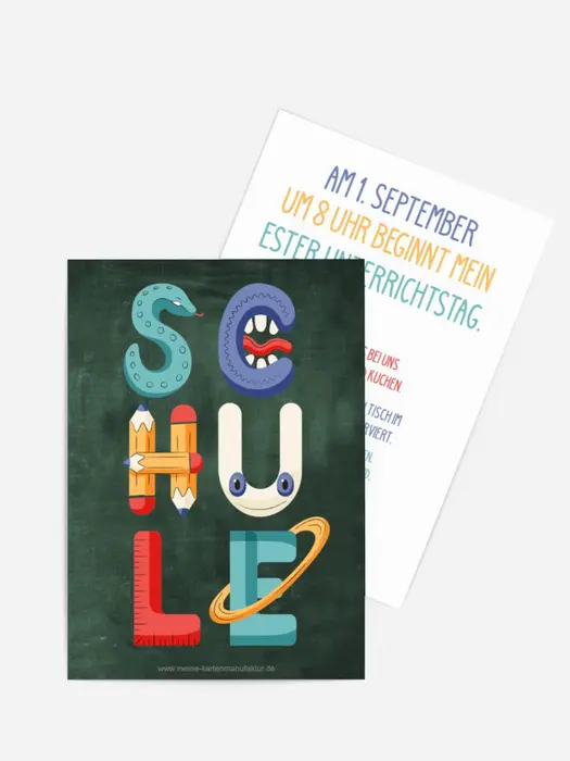 Einladungskarte Einschulung Schulspielzeug